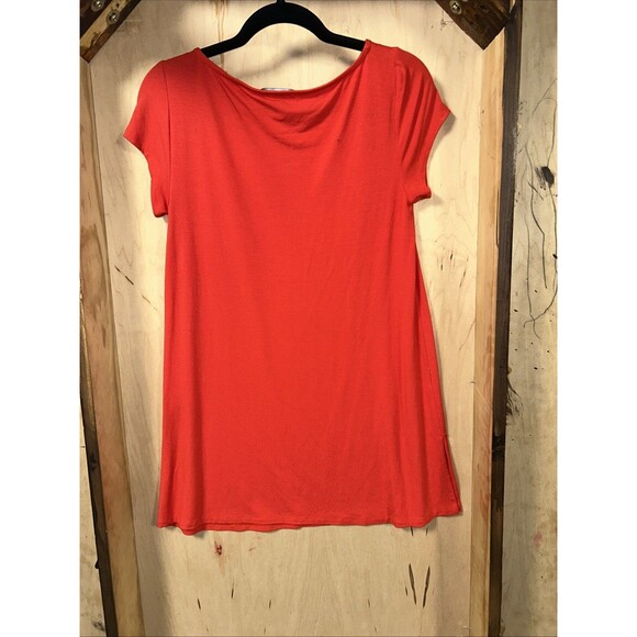 EILEEN FISHER T Shirt Dress Short Sleeve Coral Red Comfy Size‎ XS - Picture 7 of 7